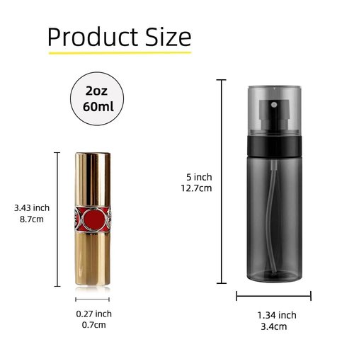 JUNIPLTER 3 Pack Spray Bottles 2oz / 60ml, Fine Mist Small Spray Bottle Leak Proof, Refillable Travel Bottles for Toner, Cosmetics & Hair Care (Black, 2 oz / 60 ml)