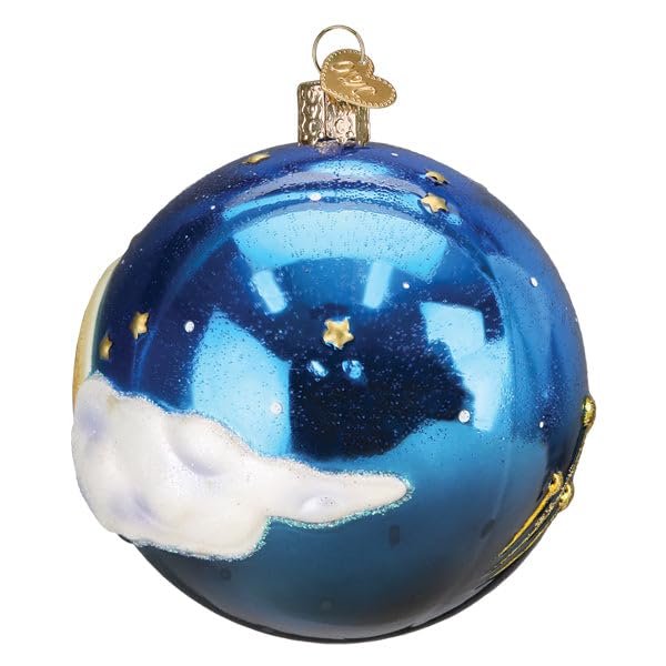 Moon & Star Glass Christmas Ornament - Handcrafted Holiday Tree Decoration
