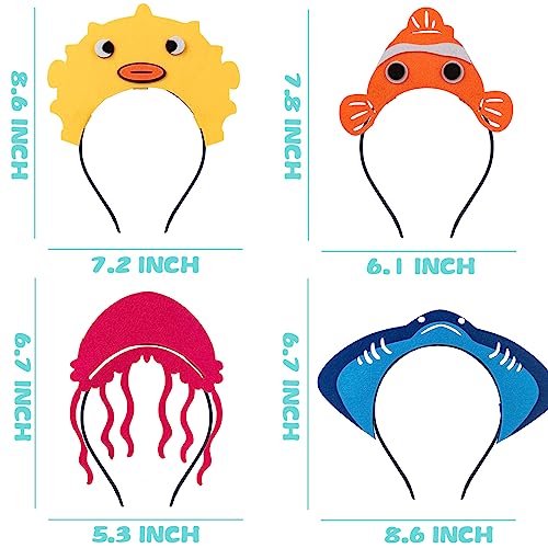 16-Pack Felt Sea Animal Headbands for Ocean Theme Party & Costume