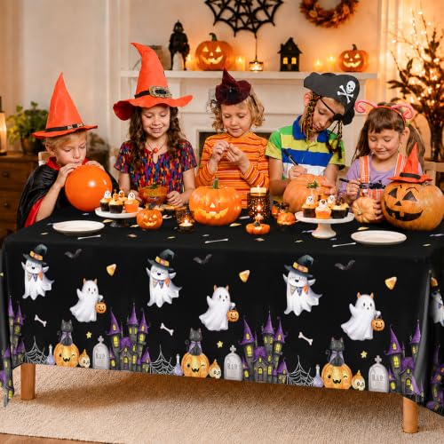 Halloween Ghost Pumpkin Tablecloth Pack - 3 x 86x52 Inch Disposable Party Linens