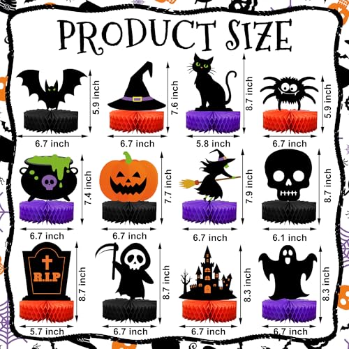 Halloween Honeycomb Centerpieces 12 Pcs Spooky Party Table Decor Set
