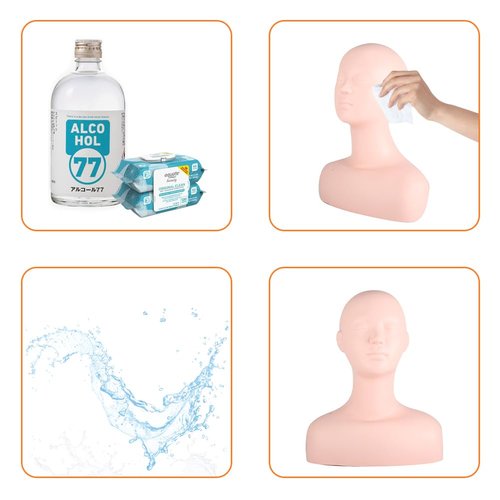Joyzan Esthetics Mannequin Head with Shoulder, Multi Function Soft PVC Human Hair Makeup Manikin Practice Model Skin Massage Lash Extensions Wig Hat Display Facial Salons Cosmetology School Students