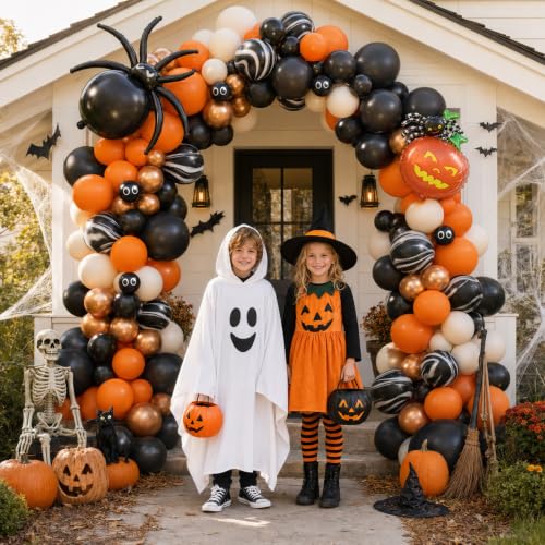 Halloween Balloon Arch Kit - Orange, Black, White & Beige Variations for Party Decorations