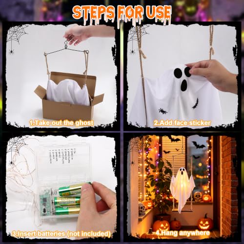 Outdoor Halloween Ghost Decorations with Lights and Remote Control - 2 Pack