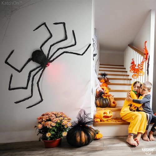 Giant Light Up Halloween Spider 4 Ft - Red & Black Outdoor Decor