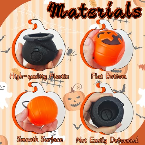 24 Pcs Halloween Mini Candy Buckets & Cauldrons Set - Pumpkin & Witch Design