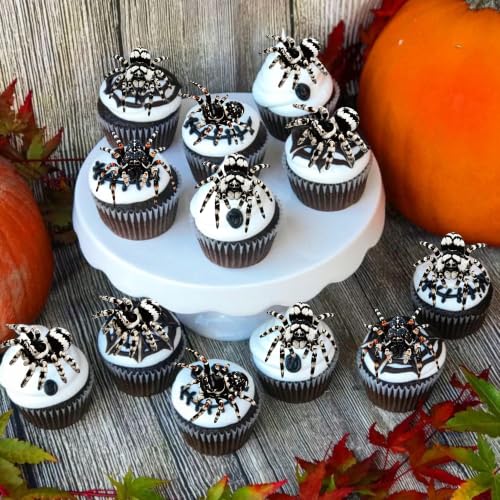 Edible Halloween Spider Cupcake Toppers - Realistic Design 21, 60 Pack
