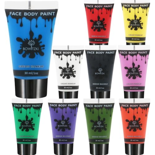 Water-Based Face & Body Paint Set - 10 Colors, 30ml Each, Safe Hypoallergenic