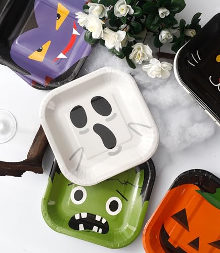 Halloween Disposable Paper Plates Set - 48 Count, 9-Inch Party Dinnerware