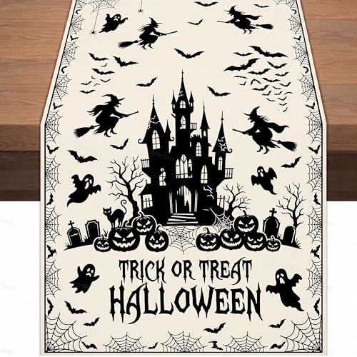 Halloween Table Runner Castle 13x72 Inch Fall Autumn Kitchen Dining Decor