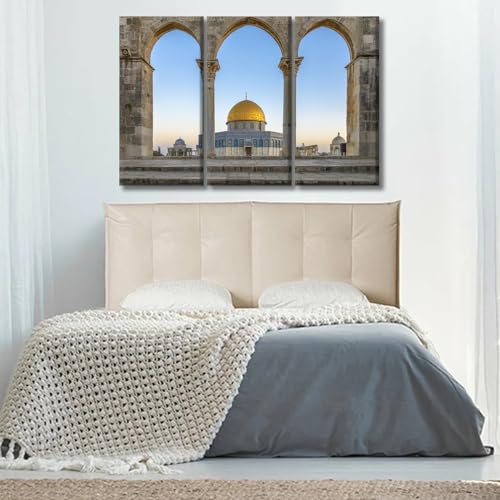 Al-Aqsa Mosque Wall Art Canvas Set - 3 Panels, 40x60 Inch, Ready to Hang