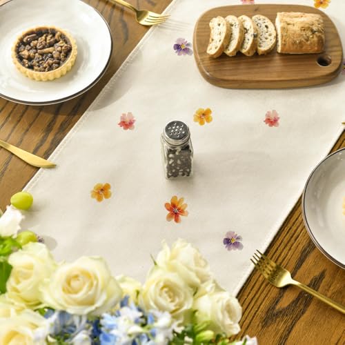 13x48 Inch Table Runner - Bloom Flower Tree Seasonal Summer Kitchen Decor Beige