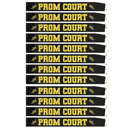 12pcs Black Satin Graduation Sashes with Gold Glitter Letters - Prom & Party Accessories