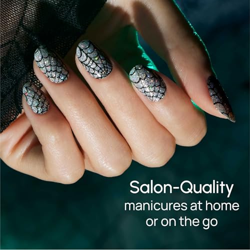 Color Street Widow's Glow Nail Polish Strips - 16 Double-Ended Glitter & Web Design