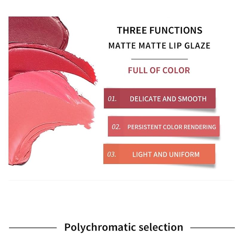 Black Matte Lip Gloss - Non-Stick Lipstick, 11 Colors, 0.34 FL OZ - SeleneTenderaes