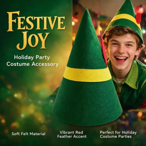 Green Christmas Elf Hat Bulk for Adults - Reusable Felt Costume Accessory