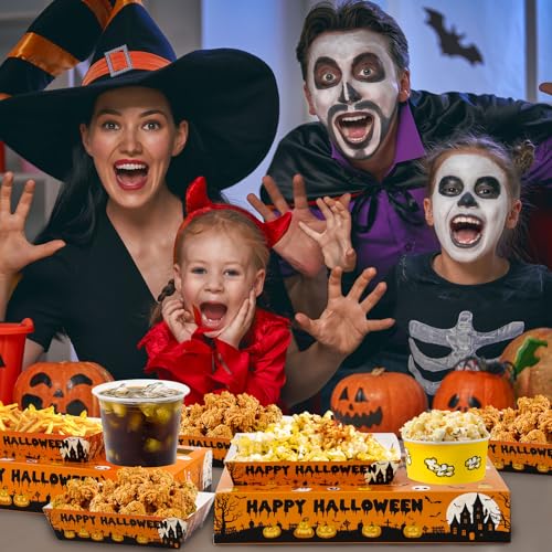 Halloween Movie Night Snack Trays & Candy Boxes Set - 36 Pieces