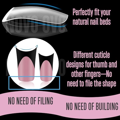 Medium Black French Tip Duck Nail Tips Set - 150pcs, Full Cover, Moon Curve, Soft Gel