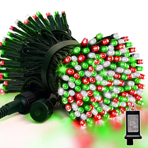 Christmas String Lights 33ft 100 LED Fairy Lights with 16 Modes - Red, Green, White, Waterproof Outdoor Decoration
