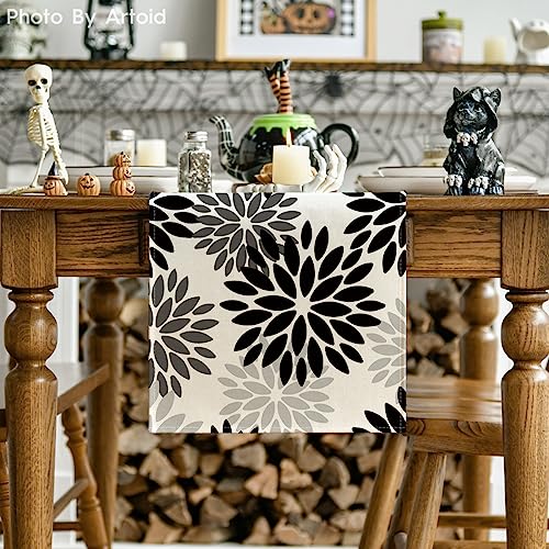 Black Dahlia Halloween Table Runner 13x90 Inch - Spun Polyester Home Decor