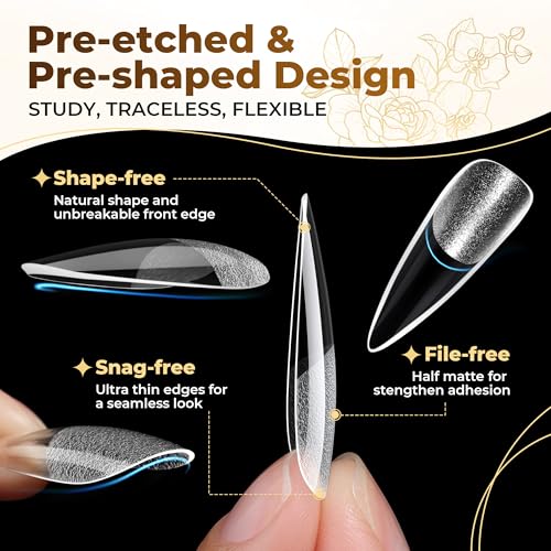 Long Stiletto Gel Nail Tips 504PCS Full Cover Pre-Etched - Professional Salon Quality