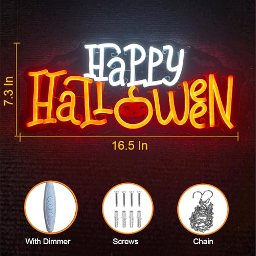Halloween Neon Sign Dimmable LED Wall Decor - Pumpkin & Trick or Treat - SZ-happyhalloween-print2
