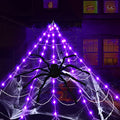 Outdoor Halloween Spider Web Lights Set - 135 LED Purple Lights & Giant Spider