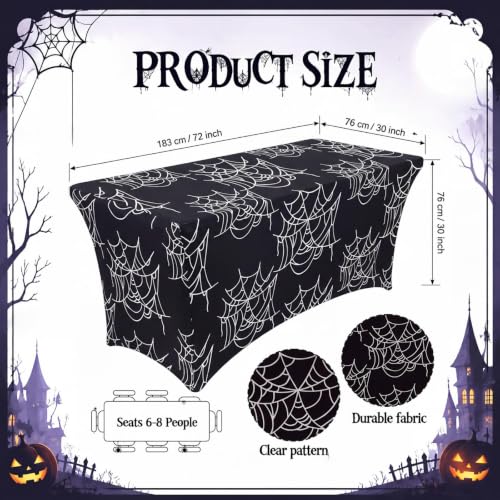 Halloween Spider Web Tablecloth - 6ft Stretch Fabric for Fall & Party Decor - Variation: Spider Web