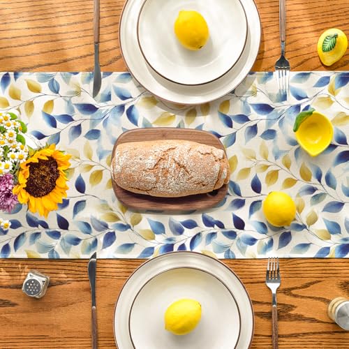 Summer Blue Table Runner 13x90 Inch - Seasonal Polyester Dining Decor