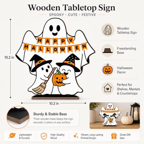 Halloween Boo Wooden Sign Table Decorations - Variation Halloween02