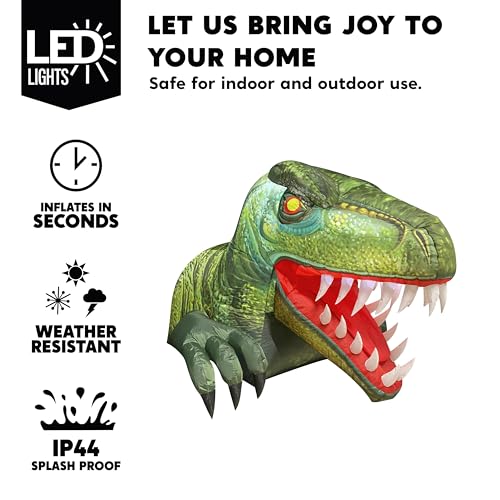 Inflatable Dinosaur Halloween Decoration with LED Lights, Trunk or Treat Car & Yard Display
