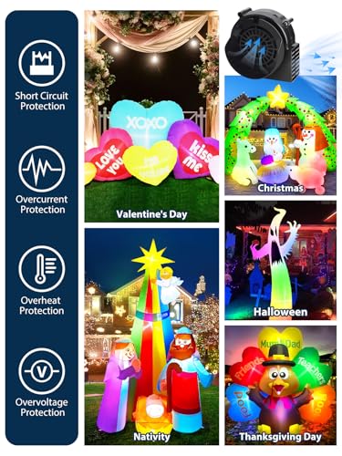2 Pack 2.5A Inflatable Air Blower with 12V/3A Adapter & Colorful LED Lights - Variation of 2.5A/2P