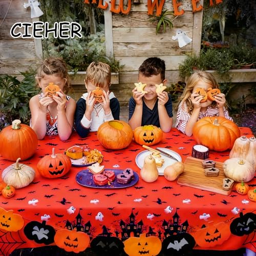 Halloween Decorations - 3 Pack Disposable Plastic Table Covers Pumpkin Color