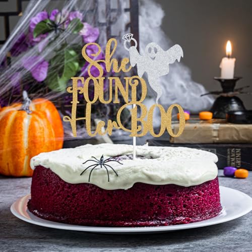 Halloween Wedding Cake Topper - She Found Her Boo Romantic Party Decor
