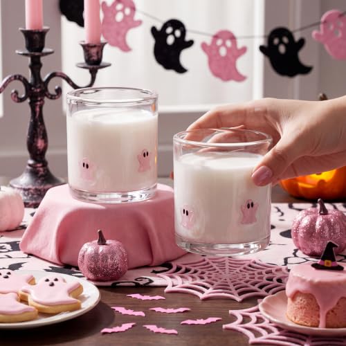 Pink Ghost Glass Cups 14oz Halloween Drinking Glasses - 4 Pack