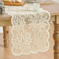 Artoid Mode Lace Jacquard Dahlia Table Runner 13x72 Inch Beige