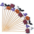 Halloween Cocktail Picks 4.7 Inch - Multicolor 100pcs Bamboo Skewers for Appetizers & Drinks