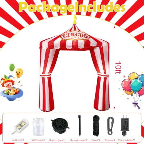 10ft Carnival Circus Inflatable Tent Arch with LED Lights - Party Decorations - Circus Inflatables Tent