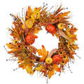 Autumn Fall Wreath for Front Door Decor - Orange Harvest Thanksgiving 19 Inches - PurpleSwan