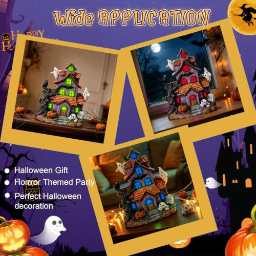 Lighted Halloween Village House with LED Lights - Haunted House Decor, Spooky Tabletop Display