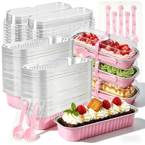 NPLUX Halloween Baking Tins with Lids - Pink 6.8oz, 200 Pack for Home Bakers
