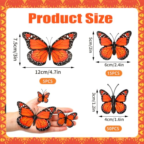 70Pcs Monarch Butterfly Wall Decor Set - 3D Halloween Butterfly Decorations
