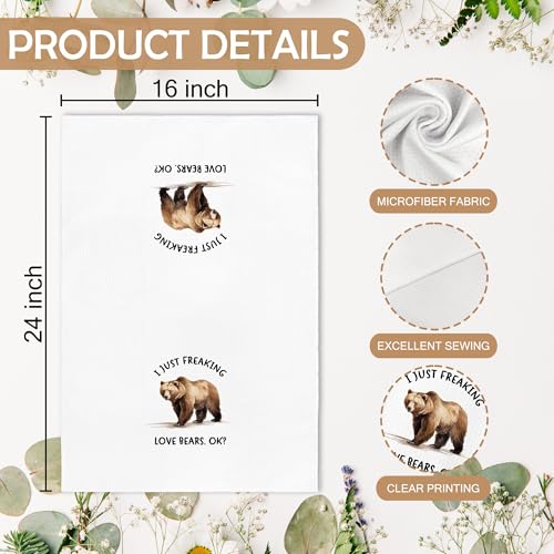 Funny Bear Kitchen Towels - Rustic Camping Bathroom & Kitchen Decor - 16x24 Inches - Bear Variation