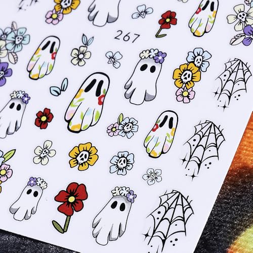 Halloween Nail Art Stickers Decals 3D Ghost Pumpkin Black Cat Bat Boo - Style6