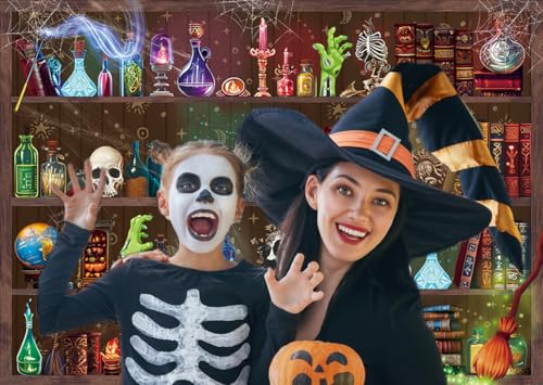 Halloween Magic Potion Shelf Backdrop 8x6FT Spooky Witch Skull Photo Booth Decor