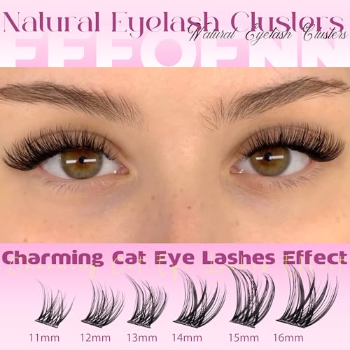 Wispy Lash Clusters C Curl Eyelash Extensions - Natural Cat Eye Look - Variation: C1.Wispy Fox Eye