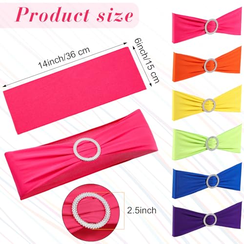 Colorful Stretch Chair Sashes and Neon Tablecloths for Fiesta Party - Variation of THIS listing