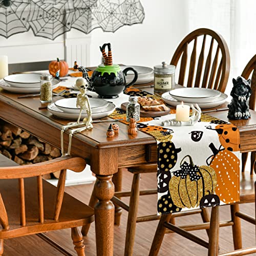Halloween Table Runner 13x60 Inch Orange Polyester Home Party Decor
