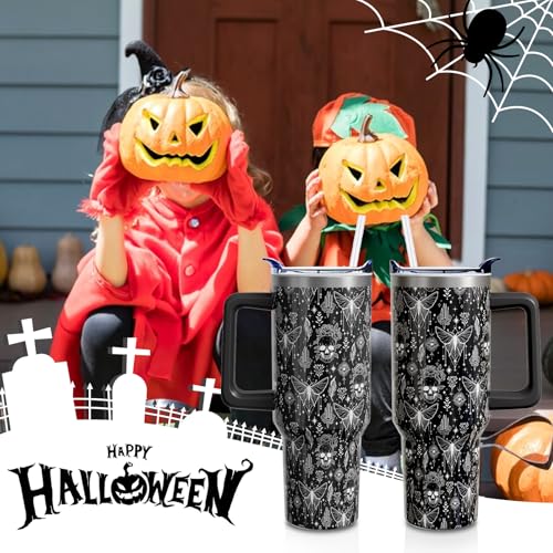 Halloween Gothic Moth 40oz Tumbler Cup with Handle & Straw - Variation of THIS listing