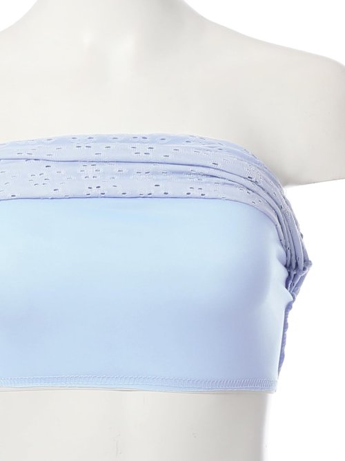 Design by Olivia Women's Eyelet Crochet Tube Crop Top Bohemian Bandana Tube Top Light Blue L